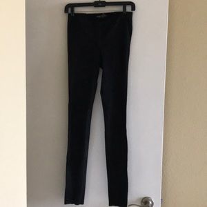 Alice + Olivia black suede leather leggings.